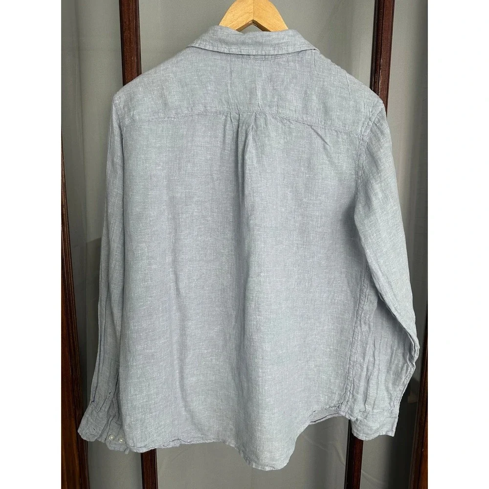 Panama Jack 100% Linen Shirt Men's M Blue Long Sleeve Collared Button Up Beach